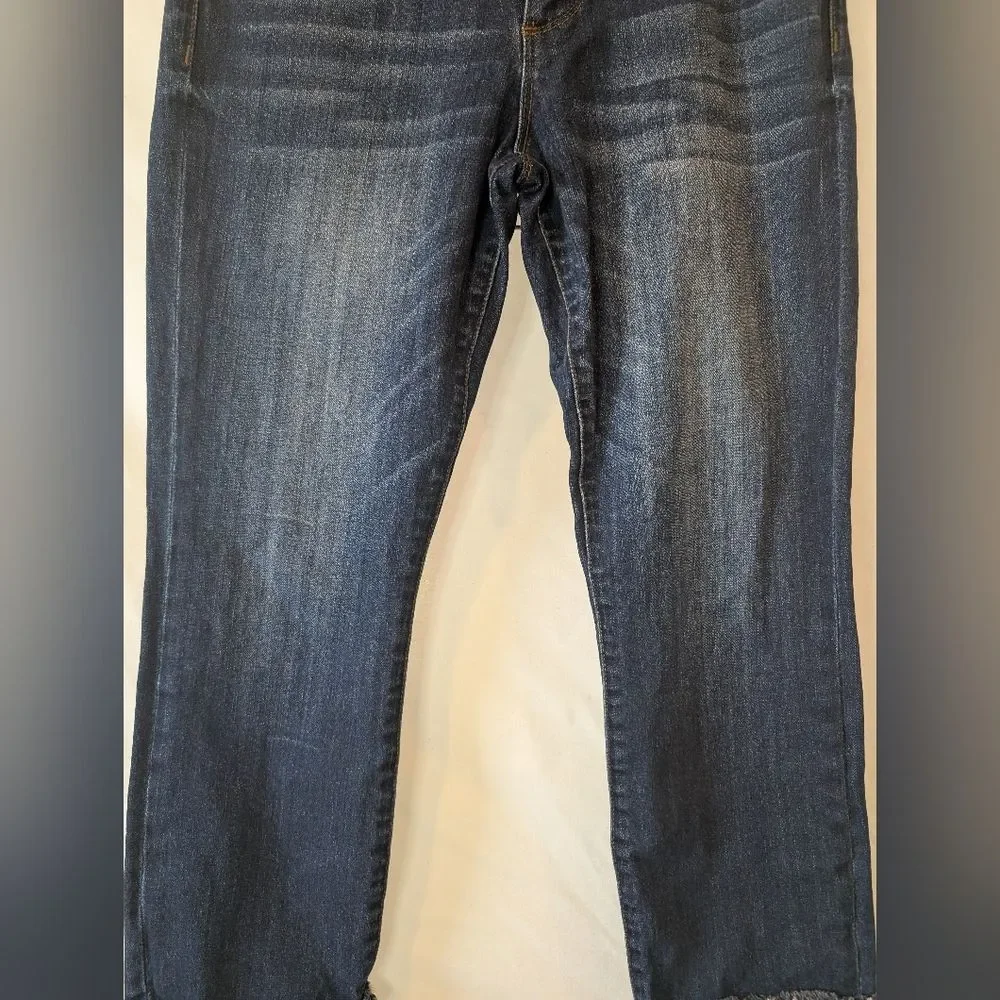Kut from the‎ Kloth Emma Ankle Straight Leg Dark Blur Distressed Raw Hem 6 vguc